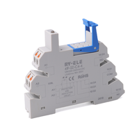 Relais électromagnétique miniature RY-ELE 41F-2Z-C4-1 à enfoncement fin, 16A 250VAC, bipolaire 2CO, étanche, interface rail DIN