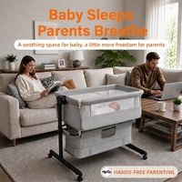 Berceau portable pour bébé, réglage de la hauteur sur 5 niveaux, anti-reflux à une touche, roues pivotantes verrouillables, prix de gros