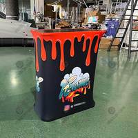 Tables promotionnelles en aluminium sur mesure avec tissu tendu et rétroéclairage LED, comptoirs d'accueil portables lumineux