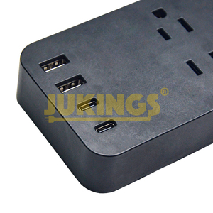 10-ổ cắm bảo vệ tăng điện dải 300 Joules 3-chân đồng PVC Dây nguồn 2 <span class=keywords><strong>USB</strong></span> 2 Loại-C sạc trắng OEM tay áo thẻ 15A - Product Image 3