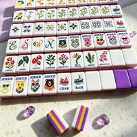 Tuiles de Mahjong Américaines Violettes Lemon Garden, 160 Pièces, Jeu de Mahjong en Acrylique de Luxe, Art du Jardin