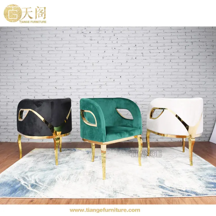 Şık mobilya altın çelik çerçeve tasarımcı restoran Chandra siyah kadife yemek sandalyeleri
