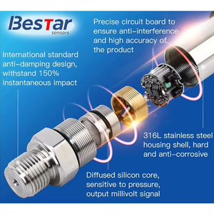 Transmisor de Presión de Entrega Rápida, Rango de 0 a 100 psi, 4-20 mA/RS485, Sensor Transductor para Medición de Agua, Aceite y Aire - Product Image 5