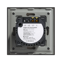 ABUK CE eu standard 1 gang 1 voie 300w verre bouton lumière électronique led bouton poussoir lumineux noir mur interrupteurs tactiles