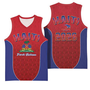 Débardeur de football <span class=keywords><strong>sans</strong></span> manches pour <span class=keywords><strong>homme</strong></span>, style vestes de <span class=keywords><strong>sport</strong></span> (football, basketball), coupe ajustée, avec impression personnalisée à thème Haïti, pour l'extérieur - Product Image 1