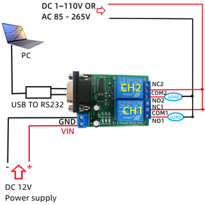 N228D02 <strong>Rs232</strong> Relay Board Dc 12V 24V Serial Port <strong>Switch</strong> Module for Plc Motor Led Ptz Industrial Control Equipment - Product Image 2