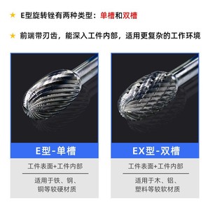 ดอกเราเตอร์ปลายคาร์ไบด์ หัวบอล 6 มม. แบบวงรี สำหรับงานเจียรและแกะสลักโลหะ ก้านตรง แบบ E - Product Image 2