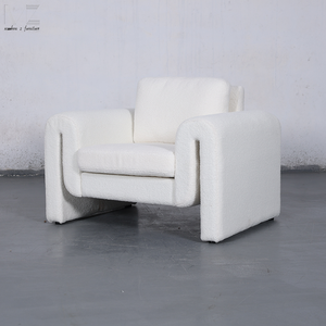Sillones tapizados de ocio de lujo, sillón moderno Poltronas para sala de estar, sillón Sessel, sillón blanco crema Teddy Boucle Accent - Product Image 2