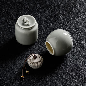 กาน้ำชาเซรามิกขนาดเล็กแบบพกพาสไตล์ญี่ปุ่นกระป๋องชาขนาดเล็กเคลือบด้วยหมึกสีเทาน้ำแข็งปิดผนึกสำหรับการจัดเก็บ - Product Image 3