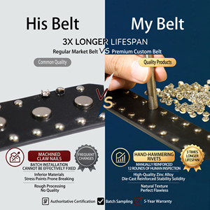 Ceinture de créateur pour homme, style punk clouté, cuir italien pleine fleur, motifs de boucle personnalisés - Product Image 4