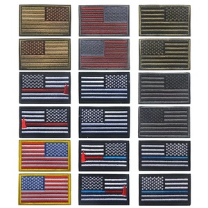 Etichetta <span class=keywords><strong>in</strong></span> tessuto denim ricamata 3D con stelle e strisce americane, distintivi per spalla sinistra e destra, colori multipli - Product Image 1