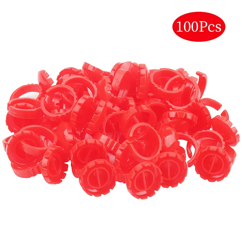 まつげエクステンションツール用の新しい100個のカスタムカラー赤い丸い形の接着剤リングカップ接着剤ホルダー