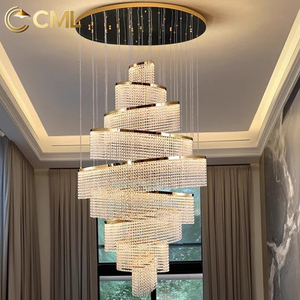 Grande Lampadario Personalizzato di Lusso con Cristalli a Goccia <span class=keywords><strong>per</strong></span> Illuminazione di Hotel, Sale, Scale, Ingressi e Grandi Spazi - Product Image 1