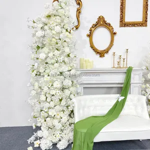 Janji diskon besar dekorasi bunga lengkungan bunga buatan lengkungan bunga mawar putih dekorasi pernikahan latar belakang