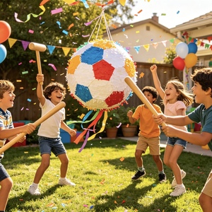 Großhandel Lanweier Traditionelles Süßigkeiten-Klopfspiel Zubehör Kinder-Fußball-Papier-Piñata Einfache Montage für Party Geburtstag - Product Image 2