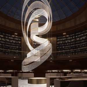 JYLIGHTING <span class=keywords><strong>Lustre</strong></span> de luxe sur mesure, en forme de spirale hélicoïdale, avec tiges de cristal, pour escalier, grande hauteur, bibliothèque - Product Image 4