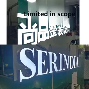 Enseigne lumineuse extérieure suspendue personnalisable en mini-lettres en acier inoxydable sans bordure, rétroéclairée, pour porte ou panneau signalétique - Product Image 6