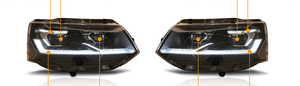 Fari Full LED per <span class=keywords><strong>VW</strong></span> Transporter <span class=keywords><strong>Caravelle</strong></span> 2011-2015 <span class=keywords><strong>T5</strong></span> Multivan, Bianco Naturale con Indicatori di Direzione Dinamici, Retrofit/Upgrade 12V - Product Image 3
