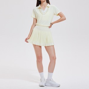 Set Pakaian Tenis Wanita Lengan Pendek Bahan Spandex/Nylon Bernapas, Rok Lipit, Celana Pendek dengan Kantong, Pakaian Lapangan Khusus, Promo Hot Sale - Product Image 5