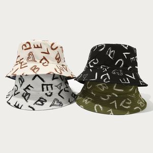 Nouveau Chapeau Bob Tendance Imprimé Lettres Graffiti Réversible Anti-UV Printemps-Été pour Extérieur et Pêche - Product Image 2