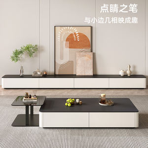 Table basse et <span class=keywords><strong>meuble</strong></span> <span class=keywords><strong>TV</strong></span> modernes avec plateau en pierre frittée et bois, <span class=keywords><strong>meuble</strong></span> <span class=keywords><strong>TV</strong></span> pour salon - Product Image 3