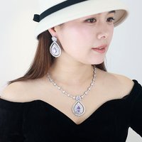 ZX 퍼플 물방울 다이아몬드 목걸이 귀걸이 세트 고급스러운 분위기의 중공업풍 빈티지 웨딩 주얼리 도매
