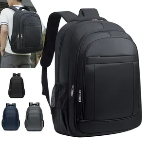 Mochila de viagem para estudantes universitários de poliéster de luxo com carregamento USB, mochila simples para laptop masculina de negócios 15.6