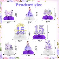 8 pièces de centres de table en nid d'abeille pour Quinceañera, décorations violettes pour 15e anniversaire, décorations florales pour filles, papillons, toppers de table pour Quinceañera