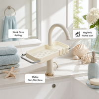 Support de rangement stable pour robinet, organiseur d'évier de salle de bain, support de rangement pour savon et éponge de cuisine