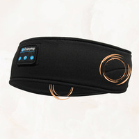 Bandeau audio pour dormir avec masque oculaire musical pour les dormeurs latéraux, idéal pour le sport, motif ciel étoilé, en polyester et élasthanne, 3 heures d'autonomie