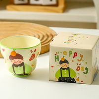 Ensemble de souvenirs en coffret cadeau, thème garçon mignon, tasse à café en céramique contemporaine d'Anhui, tasse à eau à motif de dessin animé, couleur sous-glaçure, compatible lave-vaisselle