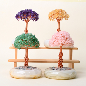 Healing Crystal <b>Tree</b> Wholesale Hand Wrapped Natural Precious Stones with Round Jade Bowl for Feng Shui - Product Image 4