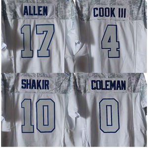 Camisetas de Fútbol Americano al por Mayor para Mujer, Cosidas, con el Número 73 Dawkins, 17 Allen, 10 <span class=keywords><strong>Shakir</strong></span>, 4 Cook III, 0 Coleman, Camisetas de Malla de los Buffalo - Product Image 1