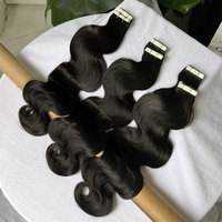 Extensions de ruban adhésif double dessiné Cheveux longs 10 "-30" Vague de corps indien brut Ruban de colle américain très collant dans les extensions 100 cheveux humains