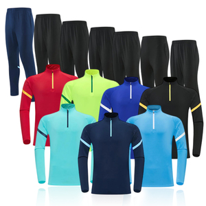 Ensemble de survêtement de football en polyester pour homme, manches longues, fermeture éclair, col montant, évacuation de l'humidité, respirant, séchage rapide, toutes saisons, uniformes - Product Image 4