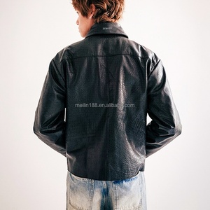 Custom High Quality Pu <b>Leather</b> <b>Jackets</b> Letterman Zipper Coat Heavyweight Street Casual Wear Black <b>Leather</b> <b>Jacket</b> <b>Men</b> - Product Image 2