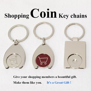 Wholesale Embossing Enamel Promotion Souvenir Keychain Personalized <b>Custom</b> Shopping Coin Logo Sublimation Soft Metal Key Chains - Product Image 4