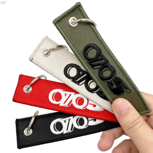 QY Customized Colorful Fabric Embroidered Woven Hangtag Key Chain Label <b>Custom</b> Logo Fashion Embroidery <b>Keychain</b> - Product Image 5