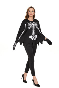 Halloween lindo esqueleto capa niñas <span class=keywords><strong>calavera</strong></span> capa conjunto fiesta Cosplay esqueleto <span class=keywords><strong>disfraz</strong></span> para Mujeres Hombres - Product Image 6