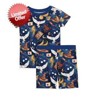 2024 New Fashion Magic PAttern Two Piece Sleepwear Short Sleeve Baby Kids Pajamas Set