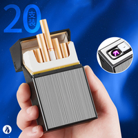 Étui à cigarettes double arc Briquet rechargeable USB Emballage 20pcs