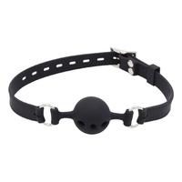 YPM Détachable Ball Gag Noir Silicone Bouche Gag 3 Trous Respirants Boule Plug pour SM Jeux Jouets Adultes