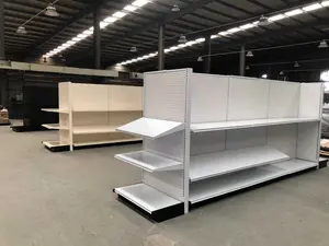 Best Selling American Style L Type Gondola Shelving Double-Sided Display With 16 Shelves 96W 54H 41D For Supermarket Or C Store