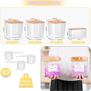 Lot de 3 contenants de rangement pour lessive en PET+bambou, moulés par injection, rectangulaires, grande capacité, avec couvercles, pour buanderie - Product Image 3