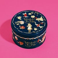 Pot en fer blanc rond de qualité alimentaire en gros avec couvercle à tirer imprimé 135*70mm pour biscuits, bonbons et gâteaux