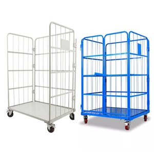 Personnalisation disponible <span class=keywords><strong>Cage</strong></span> de rouleau de fil de stockage en acier pliable robuste voiture à cadre en fer pliable avec roues - Product Image 1