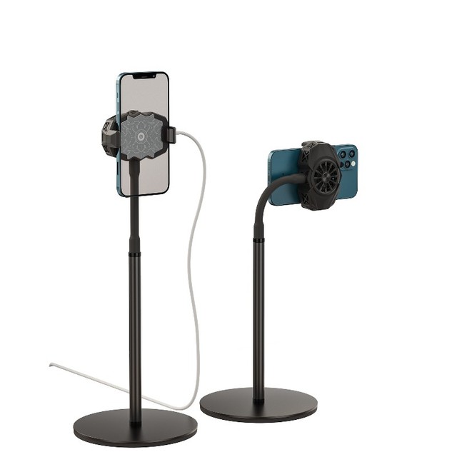 Boneruy Desktop Long Arm Adjustable Cell Phone Cooler Stand With Dual Cooling Fan