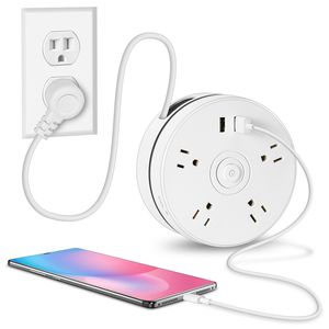 Retractable Surge Protector Power Strip ,<strong>Extension</strong> <strong>Cord</strong> With Multiple Outlets,3 USB-A Ports and 3 AC Outlet - Product Image 1