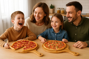 Tabla Redonda <span class=keywords><strong>de</strong></span> Madera para Pizza con Asa, Multiusos, <span class=keywords><strong>de</strong></span> Grado Alimenticio, para Cortar y Servir Pizza, Decoración <span class=keywords><strong>de</strong></span> Mesa para Cocina, Repostería y Fiestas - Product Image 3