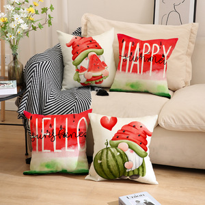 Dessin animé fruit pastèque taie d'oreiller Mini nain imprimé oreiller <span class=keywords><strong>coussin</strong></span> maison <span class=keywords><strong>canapé</strong></span> <span class=keywords><strong>coussin</strong></span> lin résistant à la terre oreiller - Product Image 1